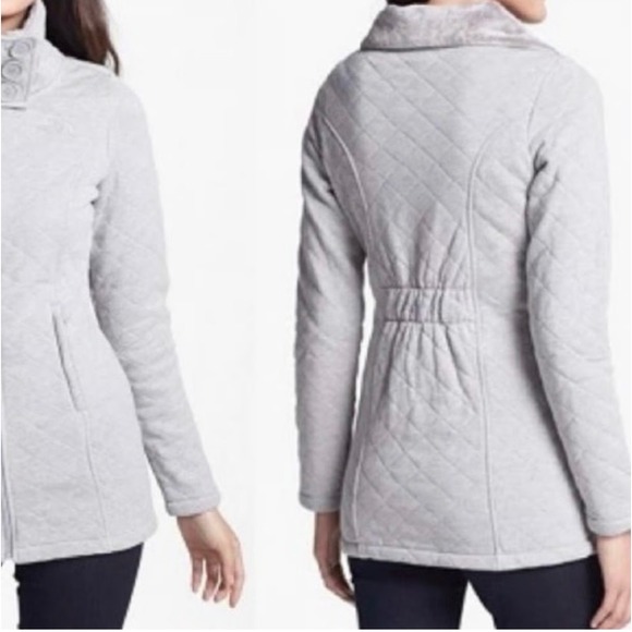 The North Face Tops - The North Face Caroluna Jacket Women S Quilted Fleece Lined Gray Full Zip Collar